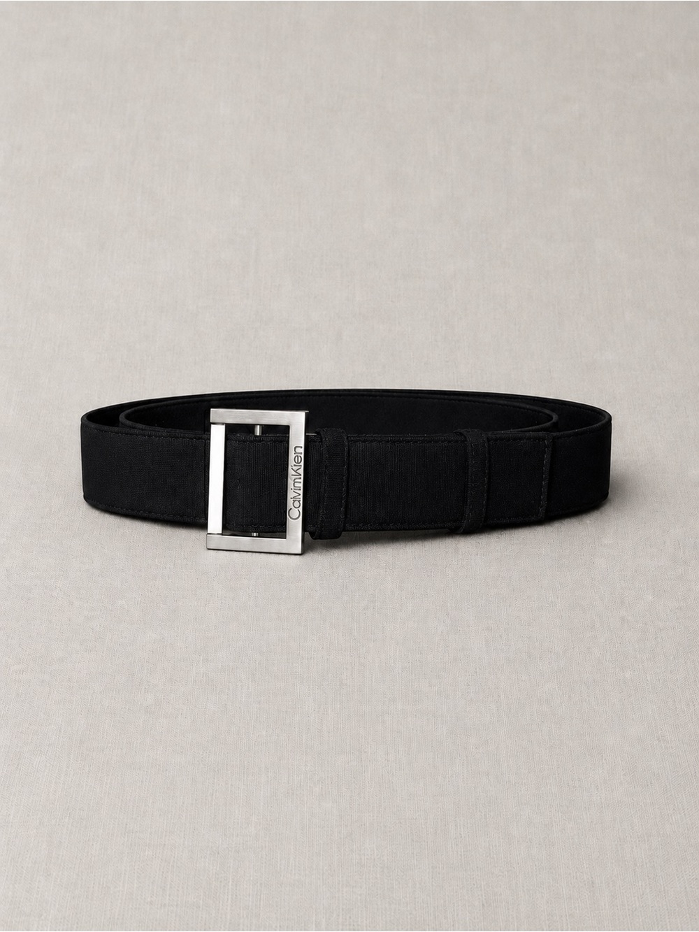 Calvin Klein Collection Black Belt with Silver Buckle 40”
